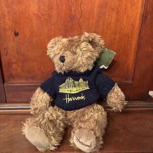 Harrods Knightsbridge Teddy Bear Plush 13" Blue Sweater NWT Retired